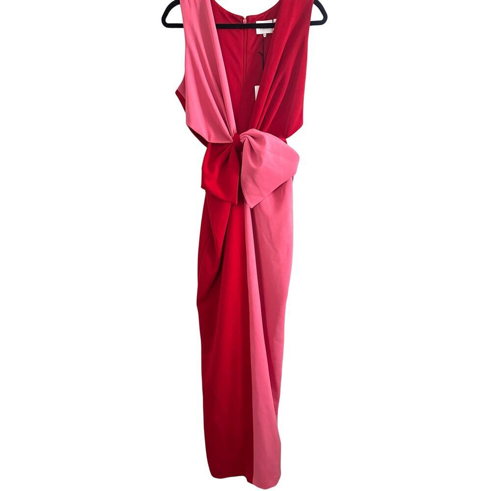ONE33 SOCIAL Colorblock Cutout Bow-Front Gown Dress Red Pink - Sz 8 - NWT - Picture 2 of 5